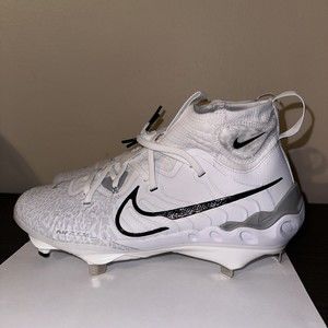 Nike Alpha Huarache NXT Cleats Mens size 8 Shoes White Black Baseball High MLB